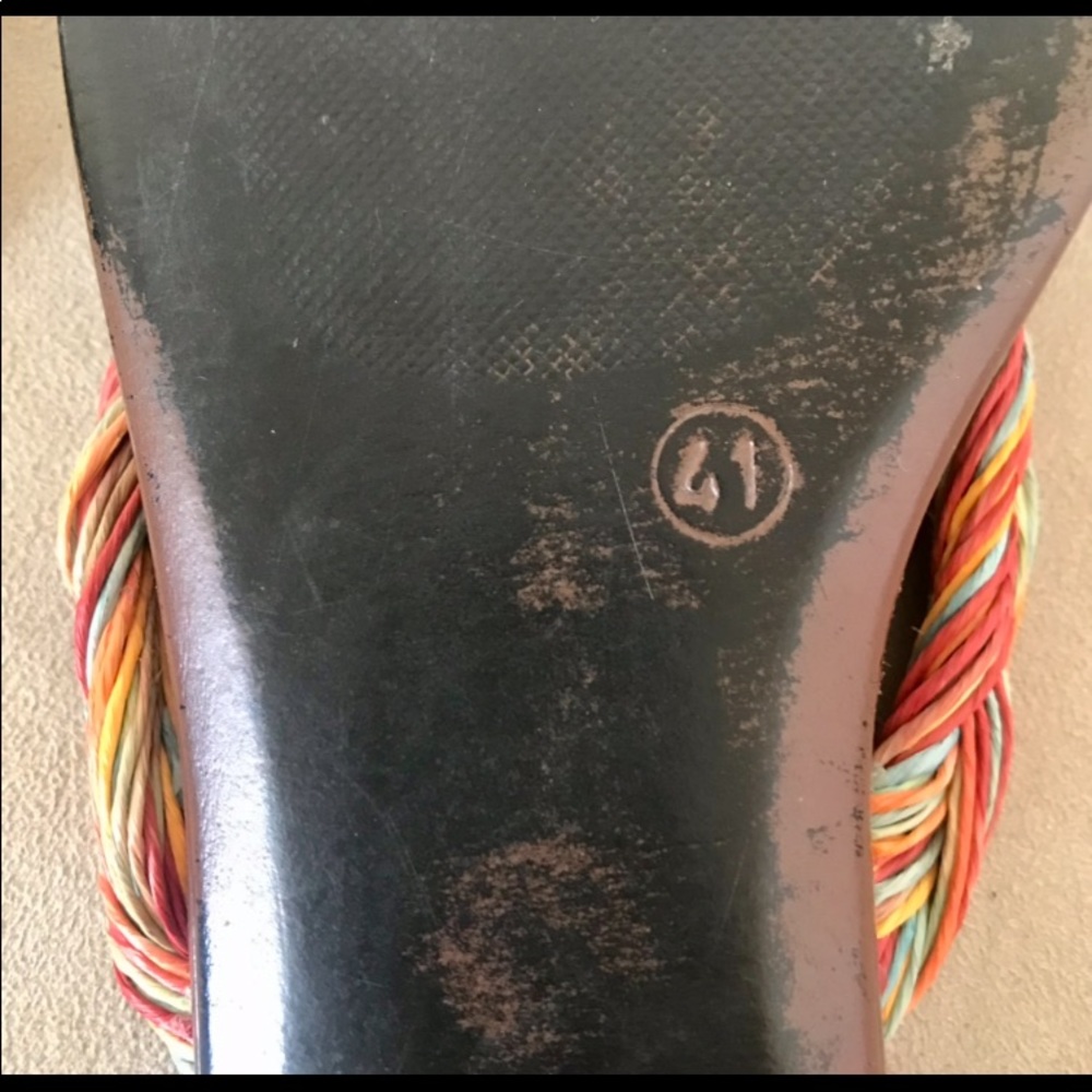 Brown Leather Sandals,Multicolored Twist Straps,41 - Picture 4 of 4